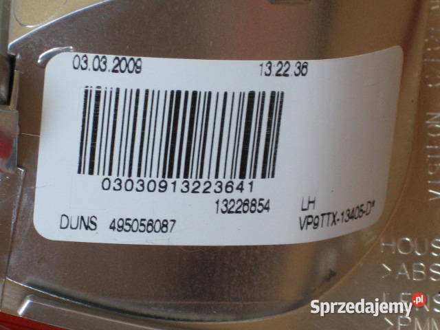 Lampa lampka tył lewa prawa bagaznika Opel Kalisz
