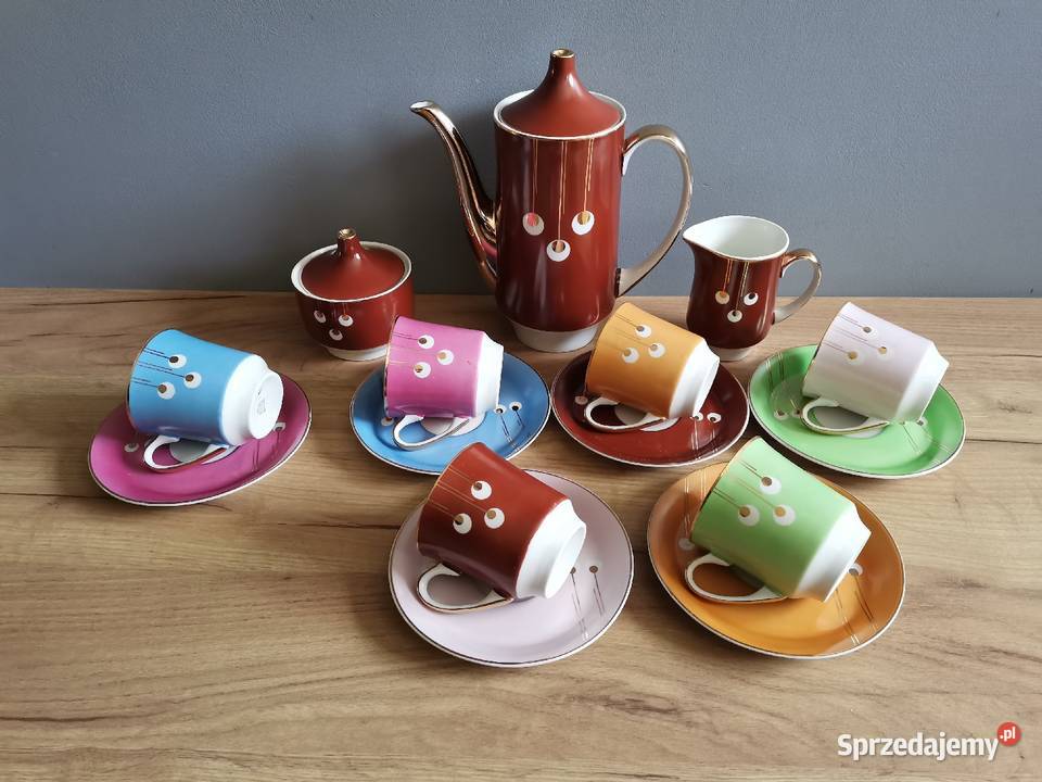 Stary serwis kawowy June Ćmielów W Potacki PRL Katowice