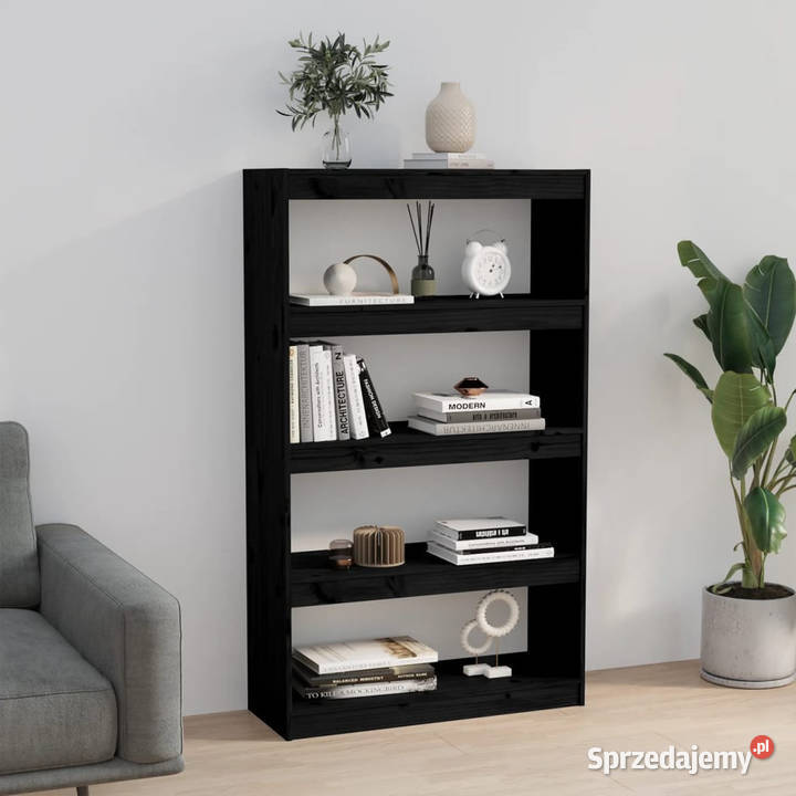 Regał na książkiprzegroda czarny 80x30x1355 Regały