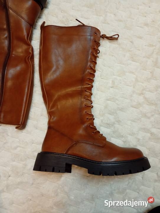 40 brązowe sznurowane Kozaki oficerki biznesowe 26cm Kraków