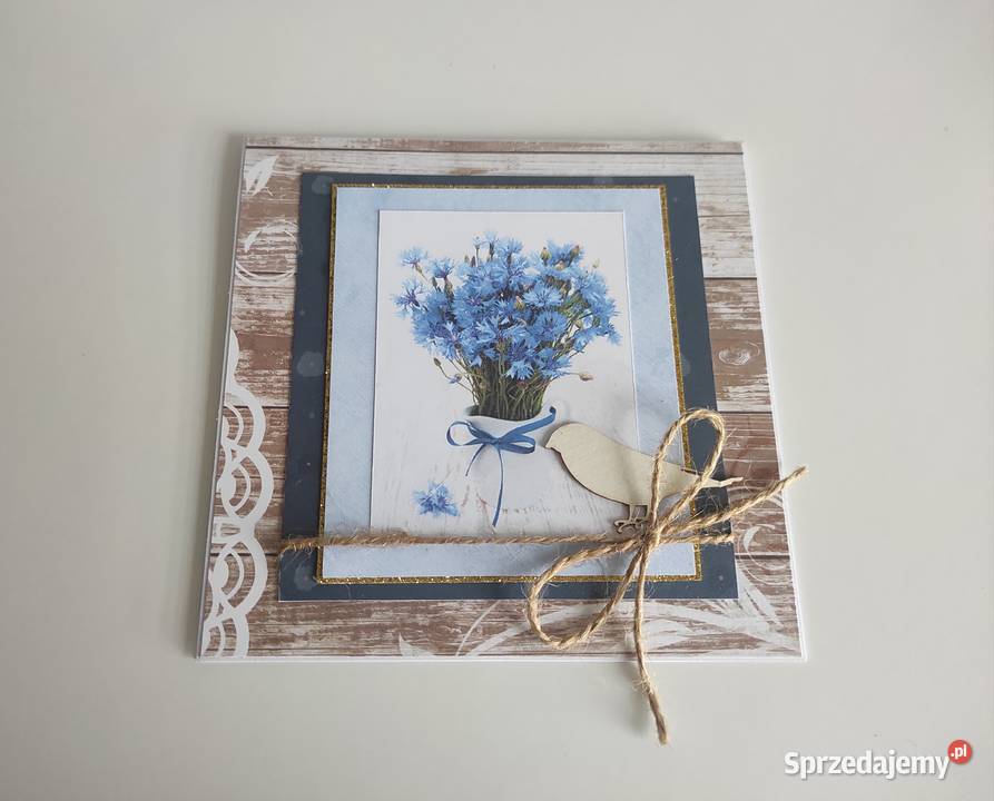 Kartka ręcznie robiona na urodziny Chabry Rękodzieło łódzkie Łódź sprzedam