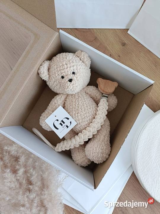 Zestaw handmade miś zawieszka do smoczka lubelskie