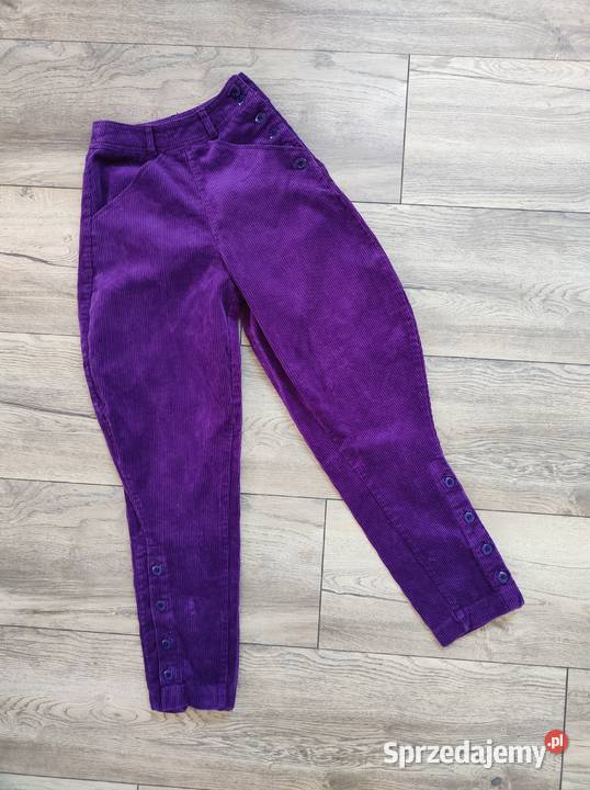 Fioletowe Spodnie sztruskowe Vintage 89 90s Rozmiar 32(XXS) Jasło
