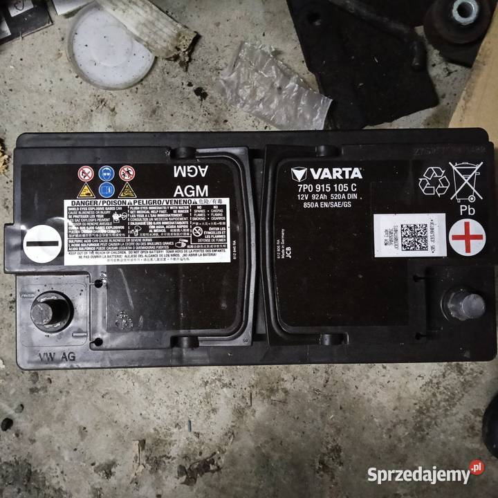 Akumulator oe vag Varta sprawny 12v 92ah 850a osobowe podkarpackie Grzęska