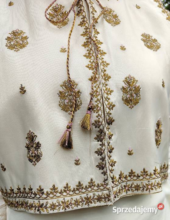 Biała kermowa kamizelka XL 44 złoty haft boho zachodniopomorskie Szczecin