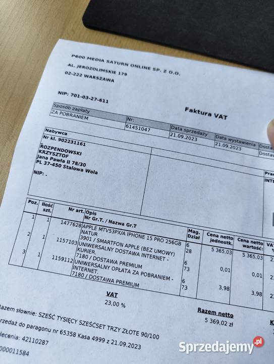 Iphone 15 Pro 256GB Stalowa Wola sprzedam