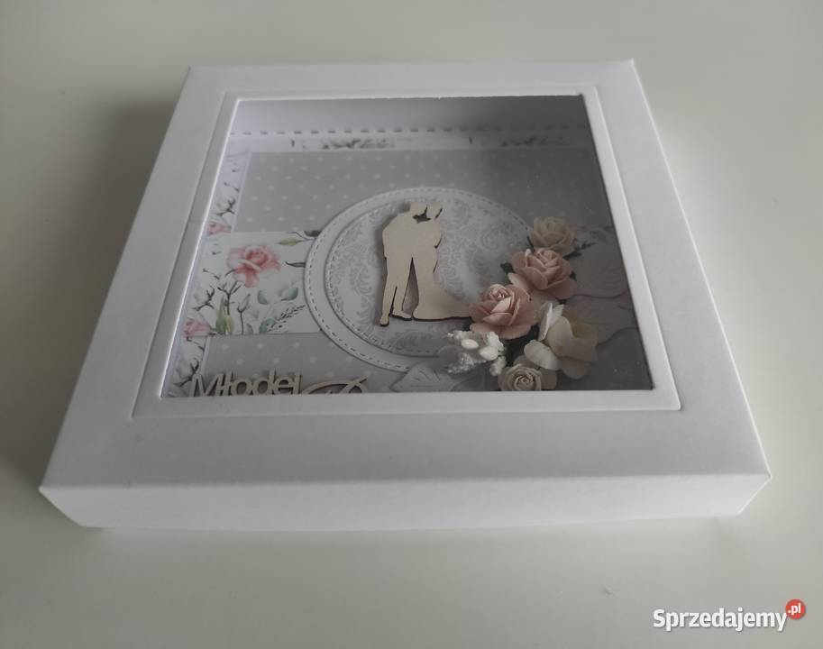 Kartka ręcznie robiona na Ślub z pudełkiem Łódź sprzedam