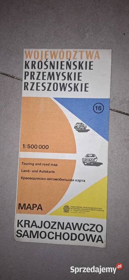 Mapa samochodowa PRL woj krośnieńskie przemyskie Łęczyca