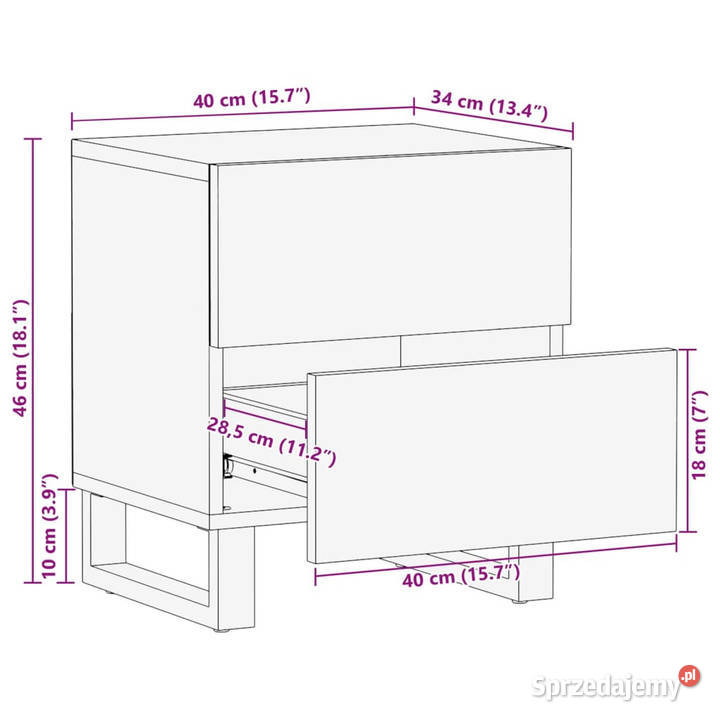 Szafka nocna 2 40x34x46 lite drewno odzyskane Warszawa