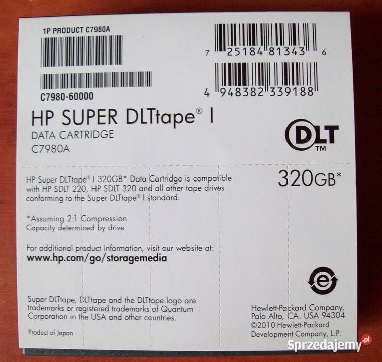 HP C7980A taśma Super DLTtape I 320GB taśma łódzkie Chechło Pierwsze