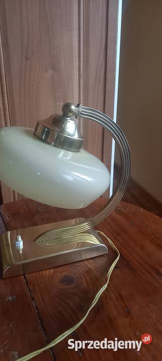 Lampka w stylu Art Deco z mosiądzu klosz beret