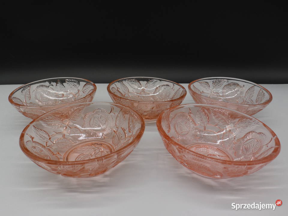 Komplet 5 miseczek deserowych Różowe szkło Raszków