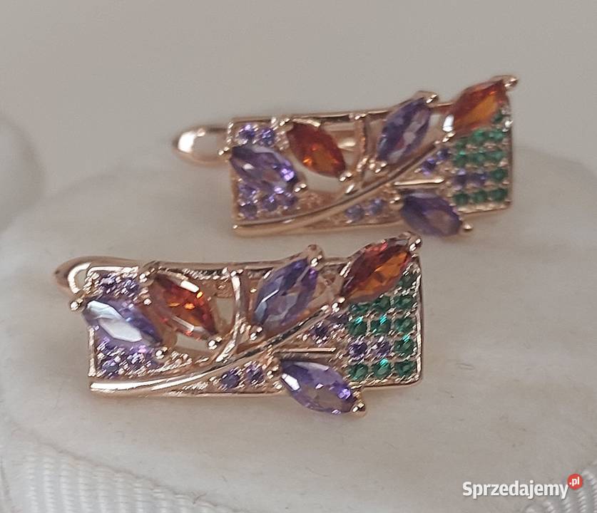 Kolczyki kolorowe Różowe Złoto 585 Gliwice