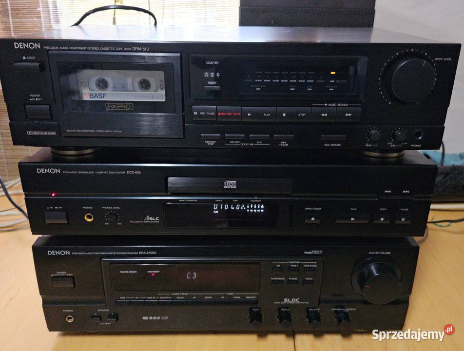 Denon zestaw stereo amplituner, cd I deck kasetowy
