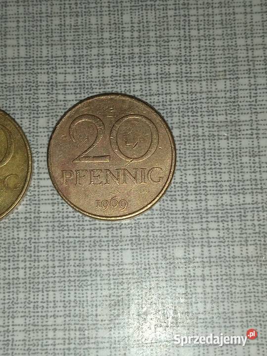 Monety kolekcjonerskie 20 PFENNIG 1969 4 sztuki łódzkie Ozorków