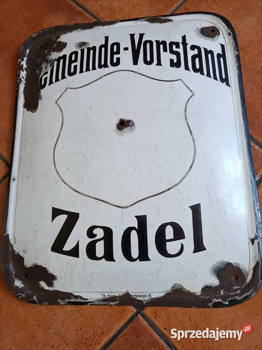 Stary Szyld Niemiecki ZADEL Zadziele Emalia Pozostałe sprzedam