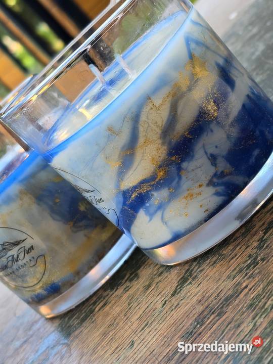 Świece Marmurkowe Sojowe 05 złoto błekity Rzeszów sprzedam