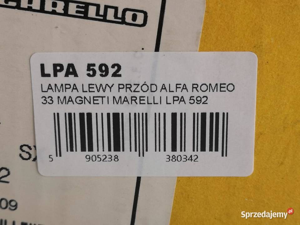 LAMPA LEWY PRZÓD ALFA ROMEO 33 19831993 NOWA osobowe