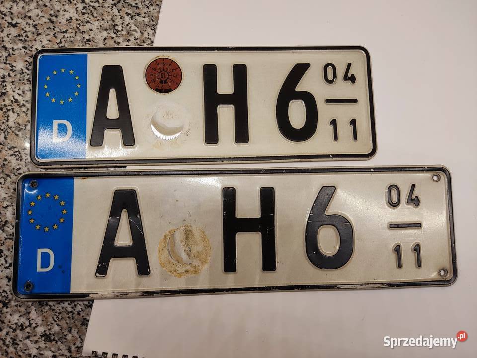 Tablica rejestracyjna Niemcy 2 sztuki AH6 Głuchołazy