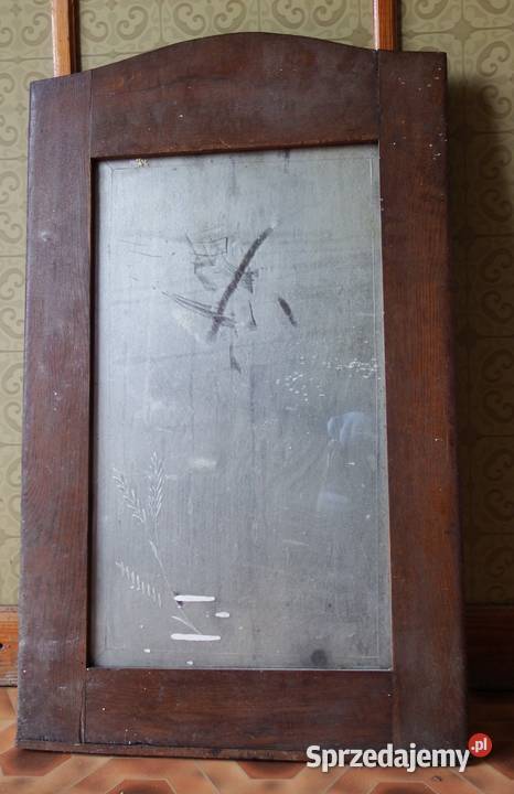 Lustro w drewnianej oprawie PRL do renowacji Mińsk Mazowiecki