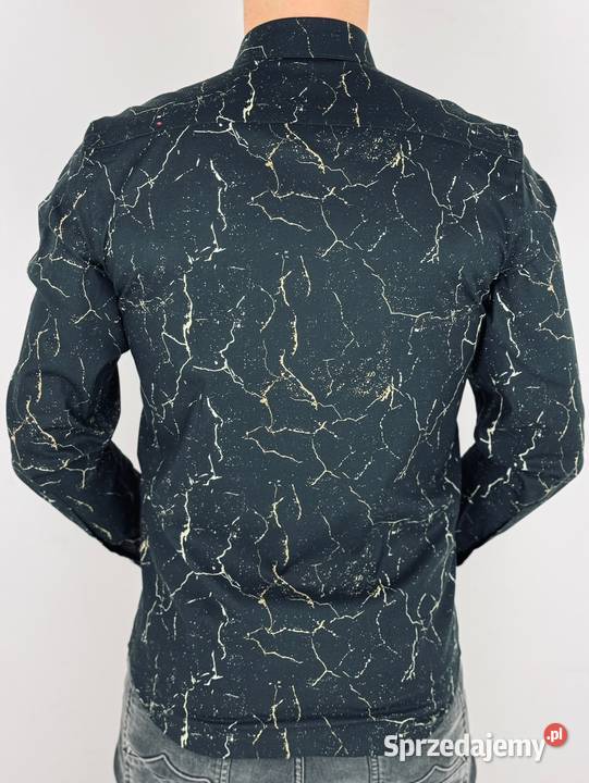 GIOVANNI PERA Koszula męska K020 Czarna złota żółty/złoty wielkopolskie Ostrów Wielkopolski