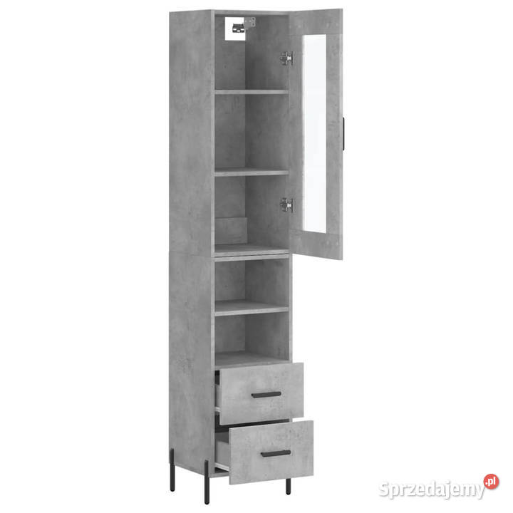 Wysoka szafka szarość betonu 345x34x180 Warszawa