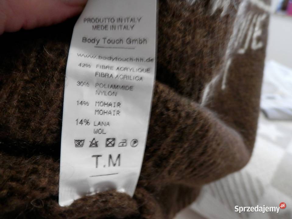 Sweter Wełniany Moherowy Czekoladowy Kolor Łomża