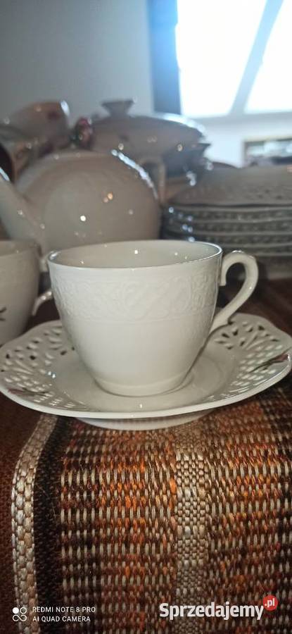 Talerzyk ażur ręcznie zdobiony Biały Gdańsk