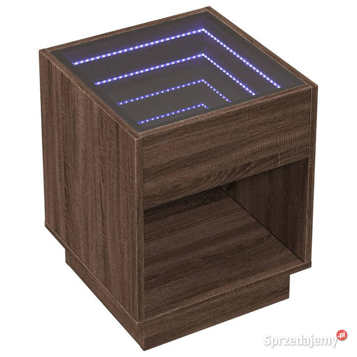 Stolik nocny z LED Infinity brązowy dąb 40x40x50 Warszawa