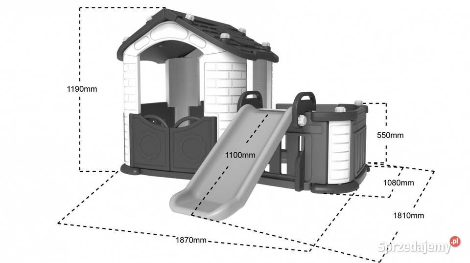Domek ogrodowy dzieci ze zjeżdżalnią i ogródkiem Warszawa