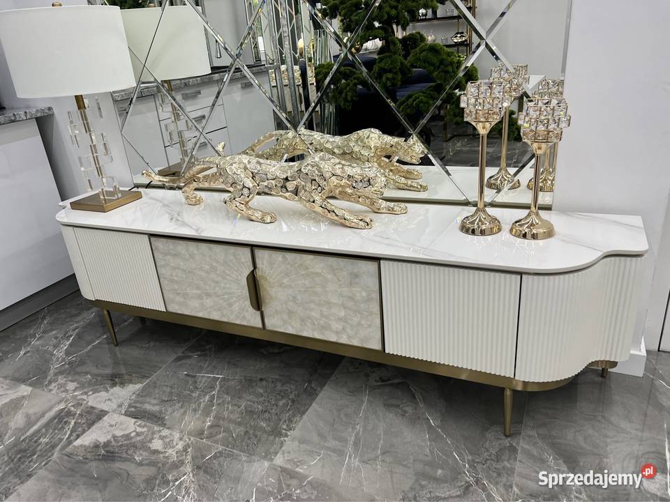 Komoda RTV kremowo złota Champion Glamour Golkowice