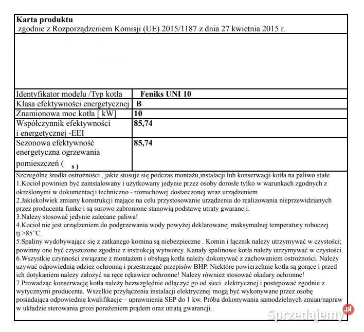 KOCIOŁ Węgiel 10 kW Klasa 5 Piece KOTŁY Chrust Kotły i Piece CO kujawsko-pomorskie Bydgoszcz
