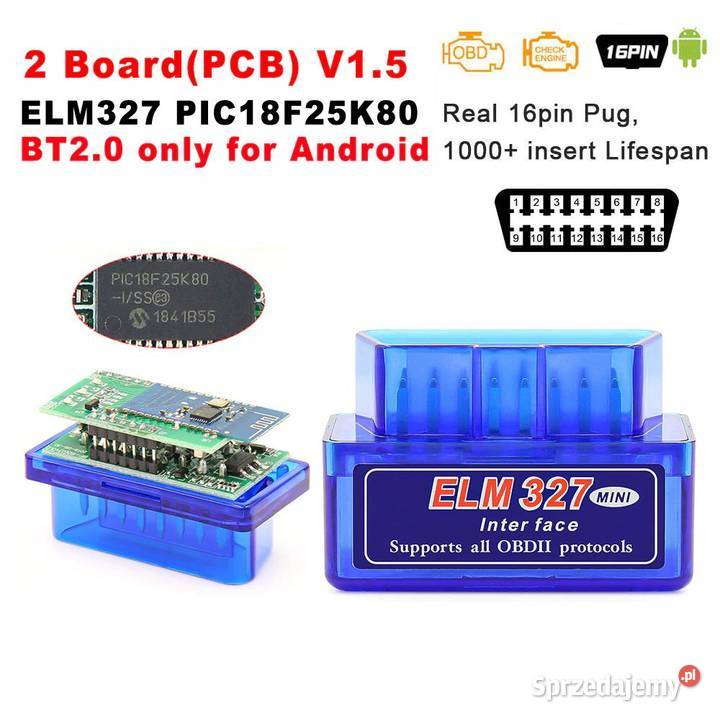 ELM 327 Bluetooth OBD2 V15 z PIC18F25K80 2PCB Pozostałe Kalisz