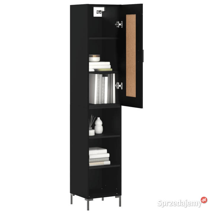 Wysoka szafka czarna 345x34x180 materiał mazowieckie