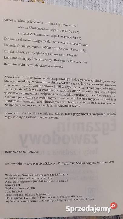 Testy i rozwiązania technik żywienia i Książki i Podręczniki Małkinia Górna