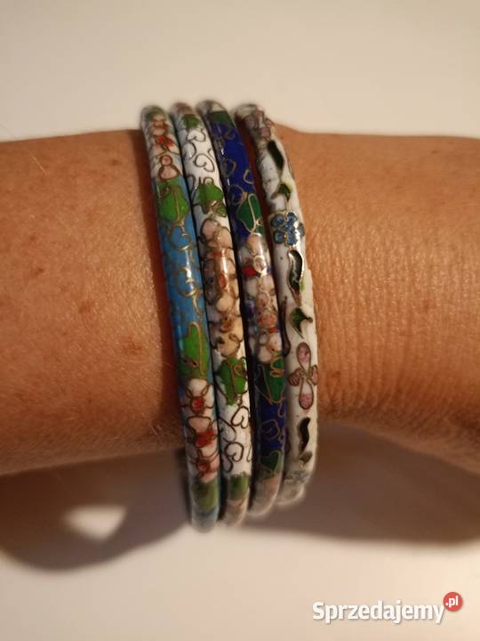 Bransoletki cloisonne chińskie motywy kwiatowe 8 Łódź