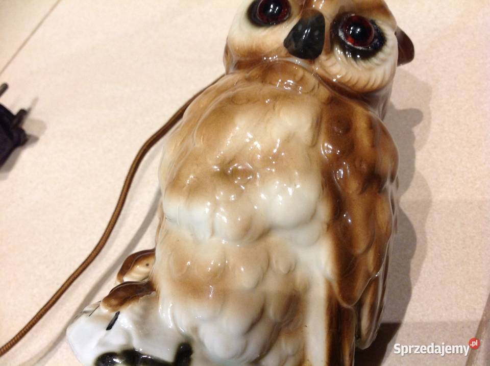 Stara Lampa Ceramiczna Sowa Sygnatura Nowa Sól