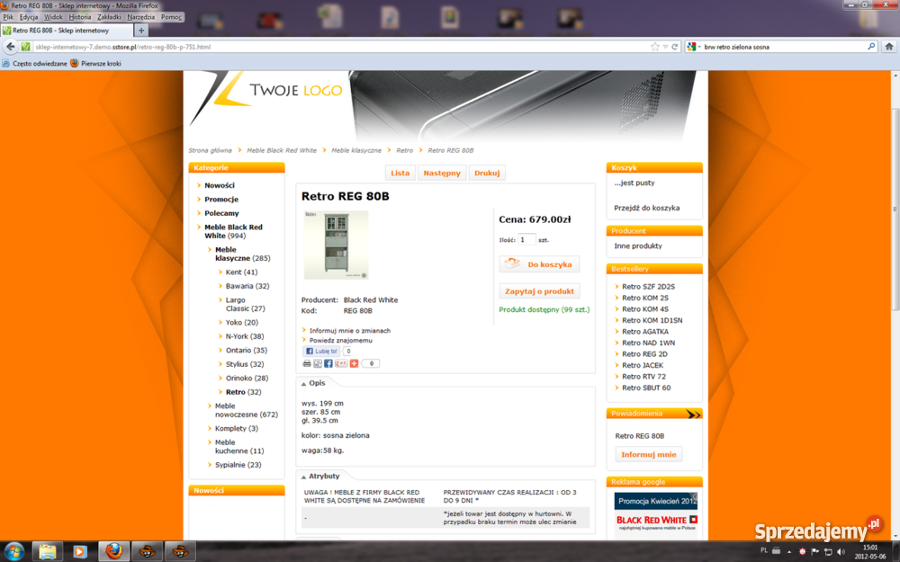 Meble Black Red White retro Gniezno