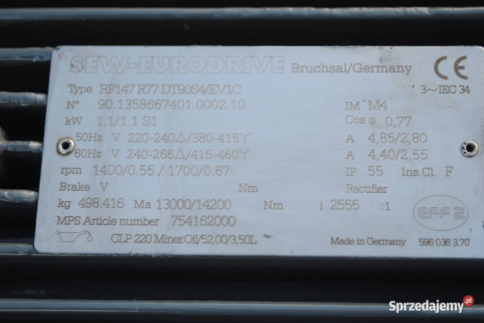 Motoreduktor kołnierzowy 11kw 055obrmin SEW Pozostałe Kargowa