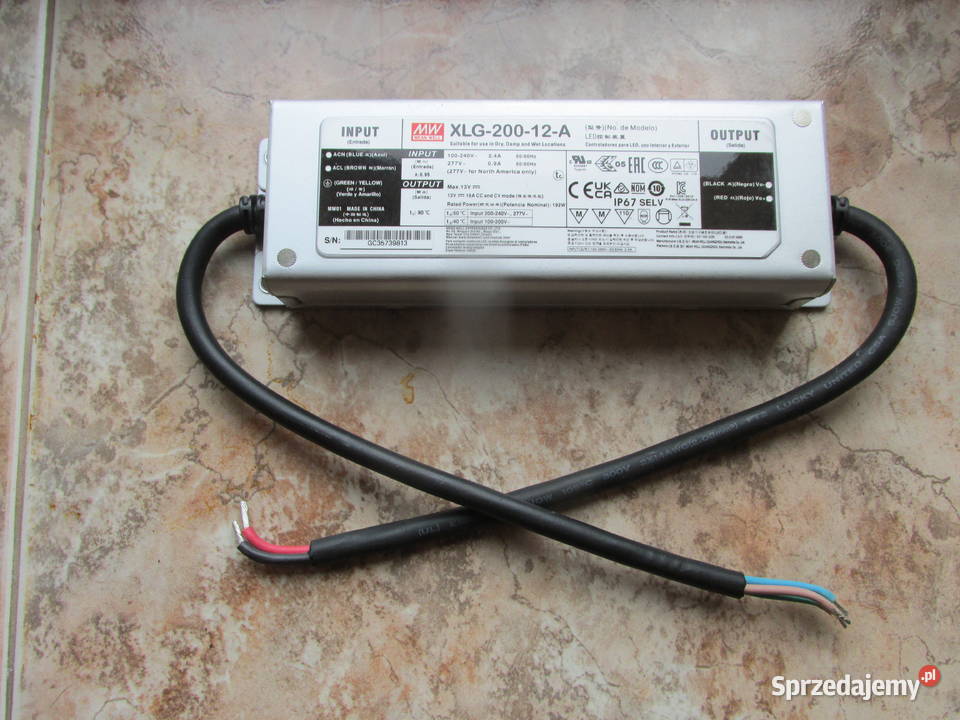 Hermetyczny zasilacz MeanWell 200W 12V do małopolskie