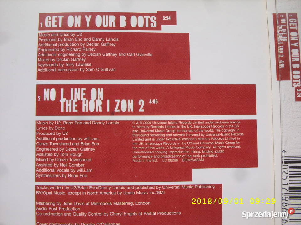 Rock CD singiel U 2 GET ON Y OUR 2009 Wołów
