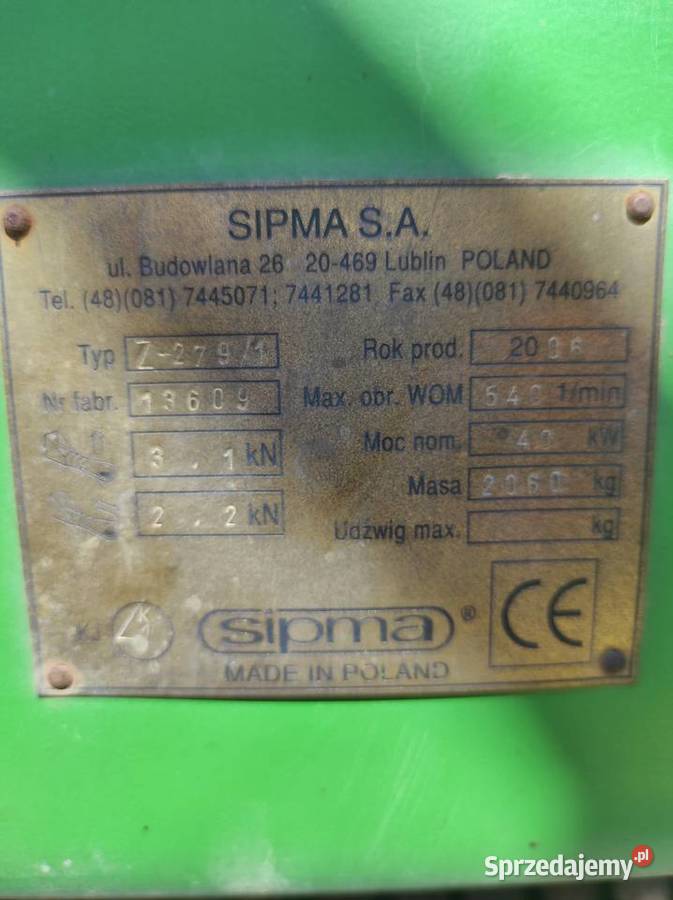Prasa Sipma Z2791 2006r farma 2 Kłodawa