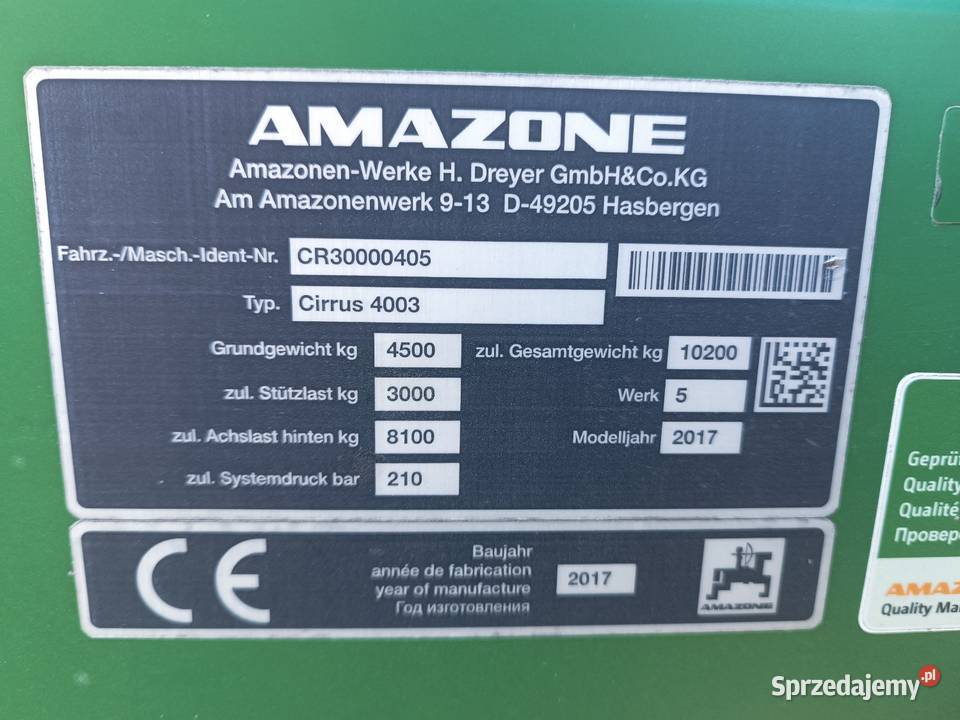 Siewnik Amazone Cirrus 4003C 2017 Suwałki