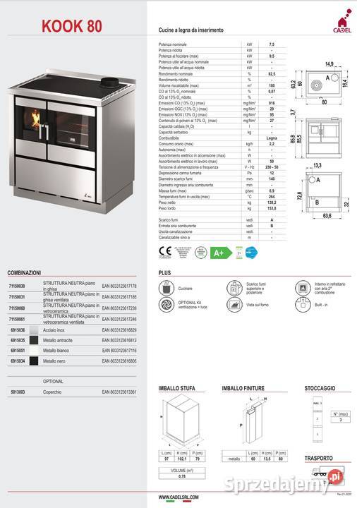 Kuchnia na Drewno Kook 80 Cadel Połączenie wielkopolskie