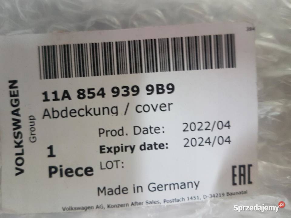 VW ID4 ID4 LISTWA DRZWI LEWA PRZÓD 11A854939 Drzwi