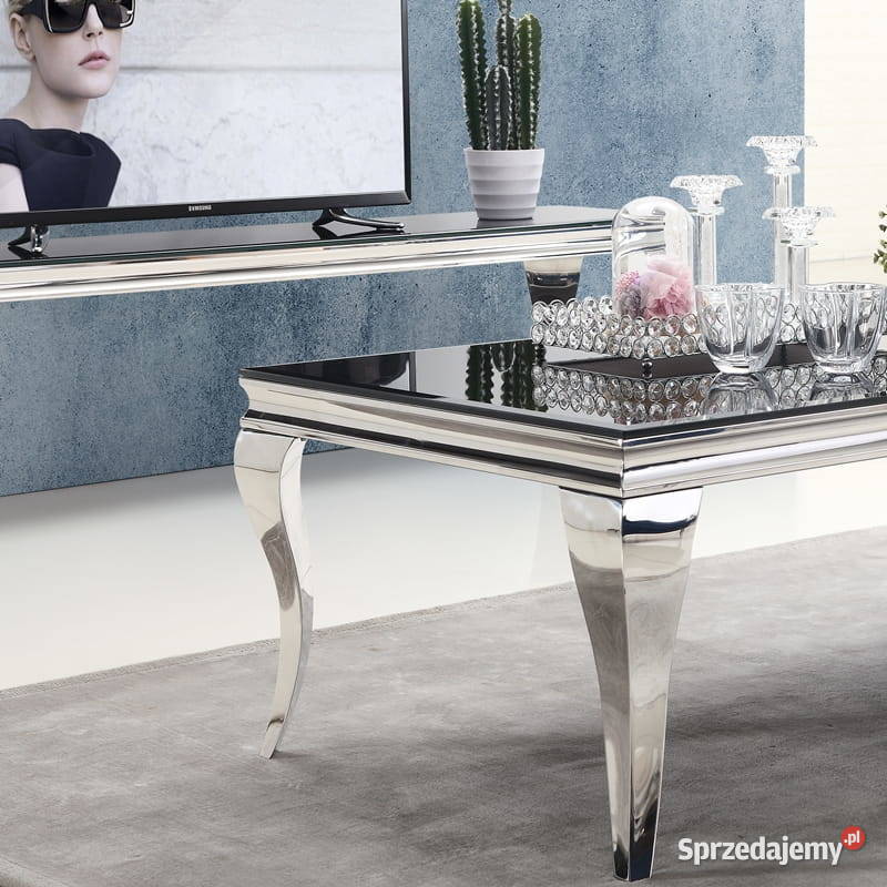 Ława glamour Ludwik 110 szklana biała czarna