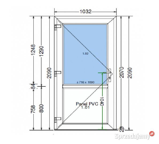 Drzwi PCV 1032 x 2090 Białe 100x210 panelszyba Drzwi zewnętrzne Wrocław sprzedam
