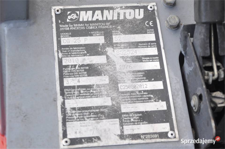 Wózek widłowy Manitou CG25P Lpg 25T 2010r Sandomierz sprzedam