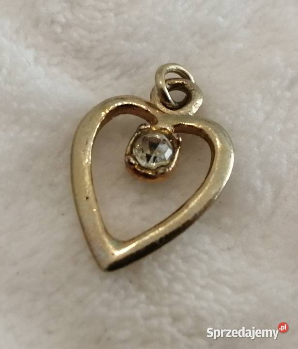Wisiorek zawieszka serce z kamieniem 13x19 Czeladź