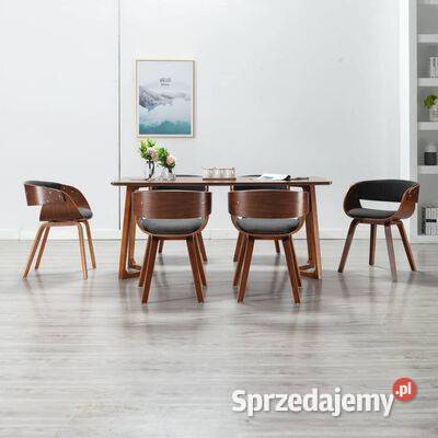 vidaXL Krzesła stołowe 6 szare gięte drewno i Warszawa